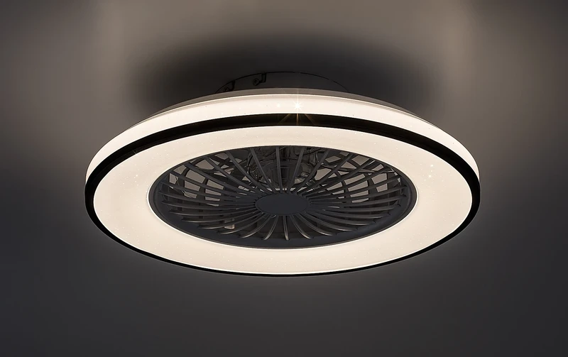 Dalfon2 – LED плафон с вентилатор в черно/бяло, Ø485мм, 48W, 3000-6500K