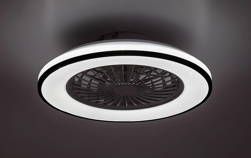 Dalfon2 – LED плафон с вентилатор в черно/бяло, Ø485мм, 48W, 3000-6500K