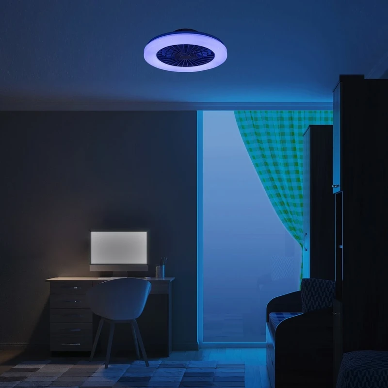 Dalfon2 – LED плафон с вентилатор в бяло, Ø485мм, 48W, 3000-6500K, RGB