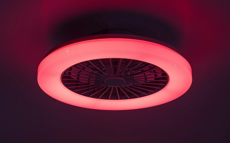 Dalfon2 – LED плафон с вентилатор в бяло, Ø485мм, 48W, 3000-6500K, RGB