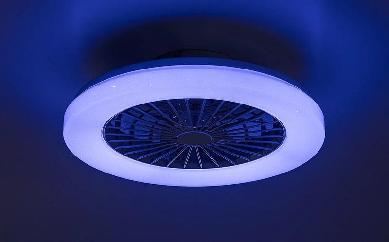 Dalfon2 – LED плафон с вентилатор в бяло, Ø485мм, 48W, 3000-6500K, RGB