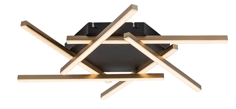 Severine – LED плафон в черно/злато с бял абажур, 600×600мм, 40W, 3000K