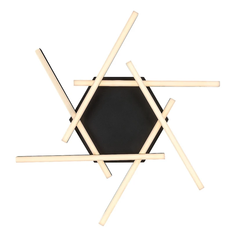 Severine – LED плафон в черно/злато с бял абажур, 600×600мм, 40W, 3000K