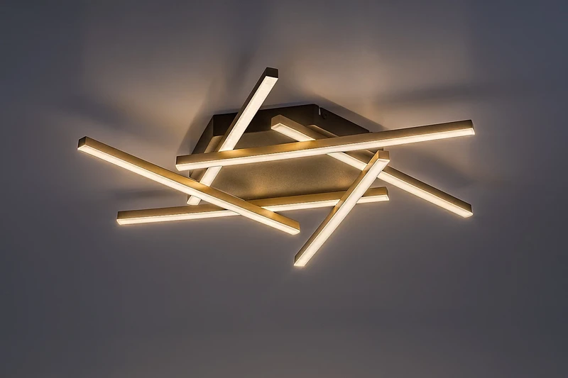 Severine – LED плафон в черно/злато с бял абажур, 600×600мм, 40W, 3000K