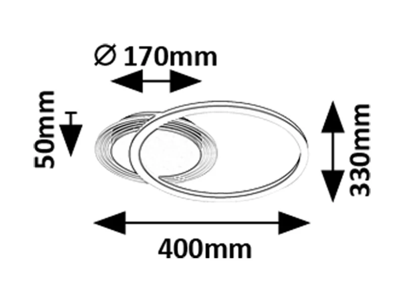Kerstin – LED плафон в черно с бял акрилен абажур, Ø400мм, 24W, 3000K
