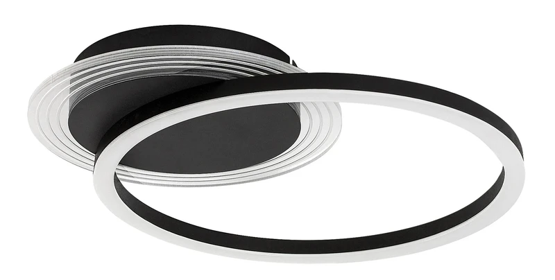 Kerstin – LED плафон в черно с бял акрилен абажур, Ø400мм, 24W, 3000K