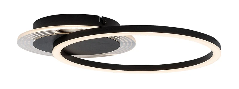 Kerstin – LED плафон в черно с бял акрилен абажур, Ø400мм, 24W, 3000K