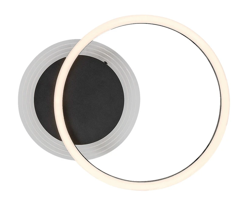 Kerstin – LED плафон в черно с бял акрилен абажур, Ø400мм, 24W, 3000K