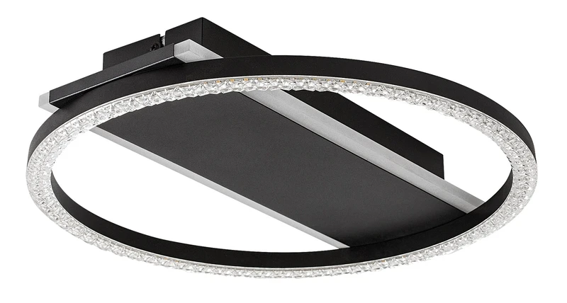 Kerstin – LED плафон в черно/бяло с акрилен абажур, Ø330мм, 24W, 3000K