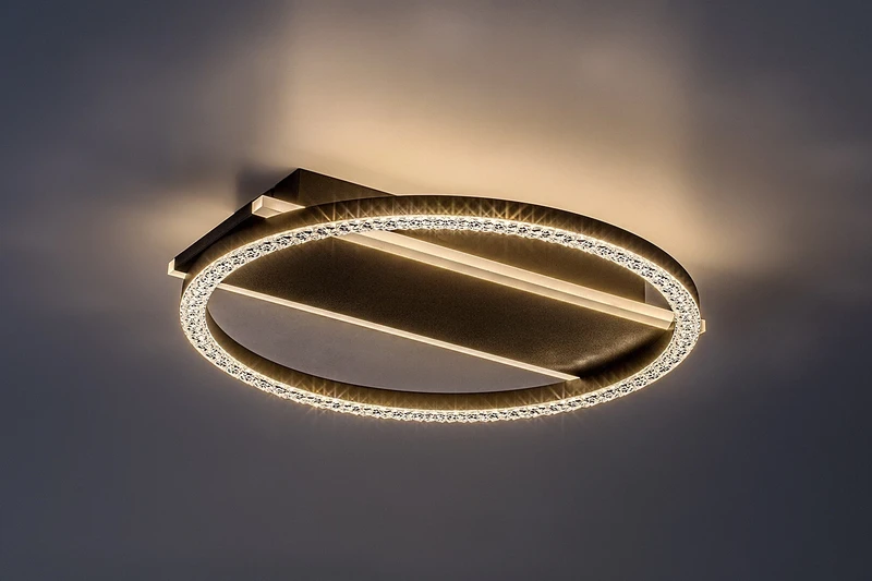 Kerstin – LED плафон в черно/бяло с акрилен абажур, Ø330мм, 24W, 3000K