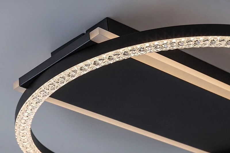 Kerstin – LED плафон в черно/бяло с акрилен абажур, Ø330мм, 24W, 3000K