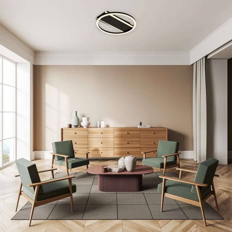 Kerstin – LED плафон в черно/бяло с акрилен абажур, Ø330мм, 24W, 3000K