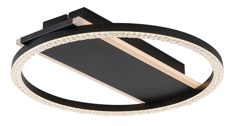 LED плафони Kerstin – LED плафон в черно/бяло с акрилен абажур, Ø330мм, 24W, 3000K