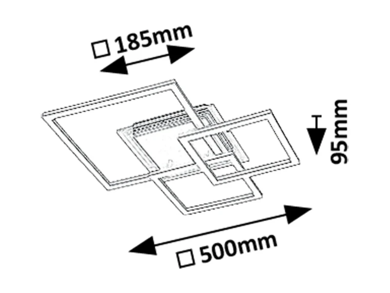 Ottavia – LED плафон в черно с бял акрилен абажур, 500×500мм, 40W, 3000K