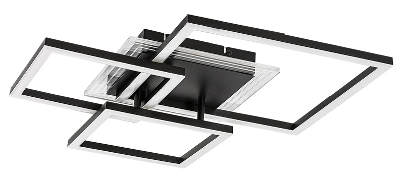 Ottavia – LED плафон в черно с бял акрилен абажур, 500×500мм, 40W, 3000K