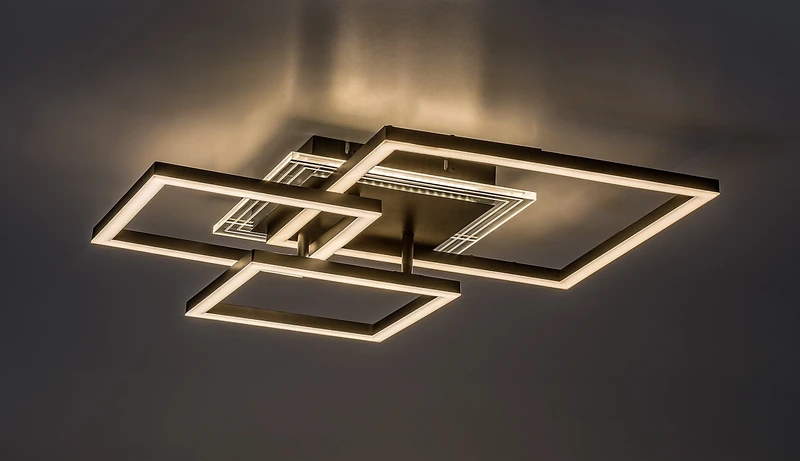 Ottavia – LED плафон в черно с бял акрилен абажур, 500×500мм, 40W, 3000K