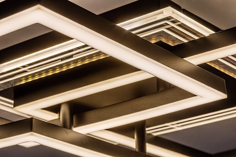 Ottavia – LED плафон в черно с бял акрилен абажур, 500×500мм, 40W, 3000K