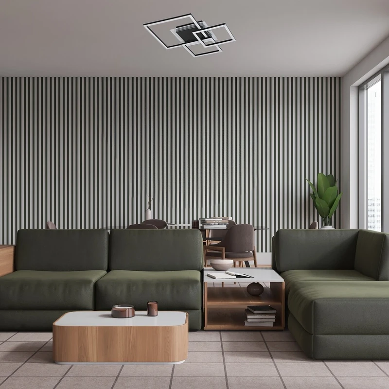 Ottavia – LED плафон в черно с бял акрилен абажур, 500×500мм, 40W, 3000K