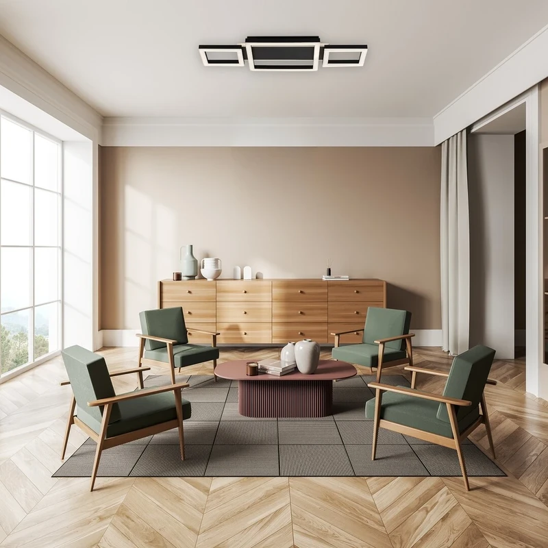 Donya – LED плафон в черно/бяло, 510×220мм, 24W, 4000K