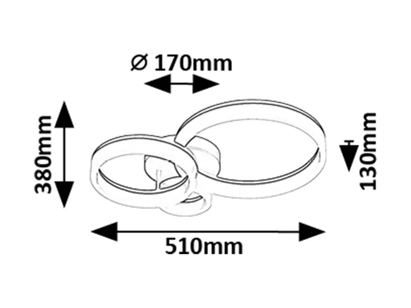 Amilia – LED плафон в черно/бяло, 510×380мм, 24W, 3000-6500K