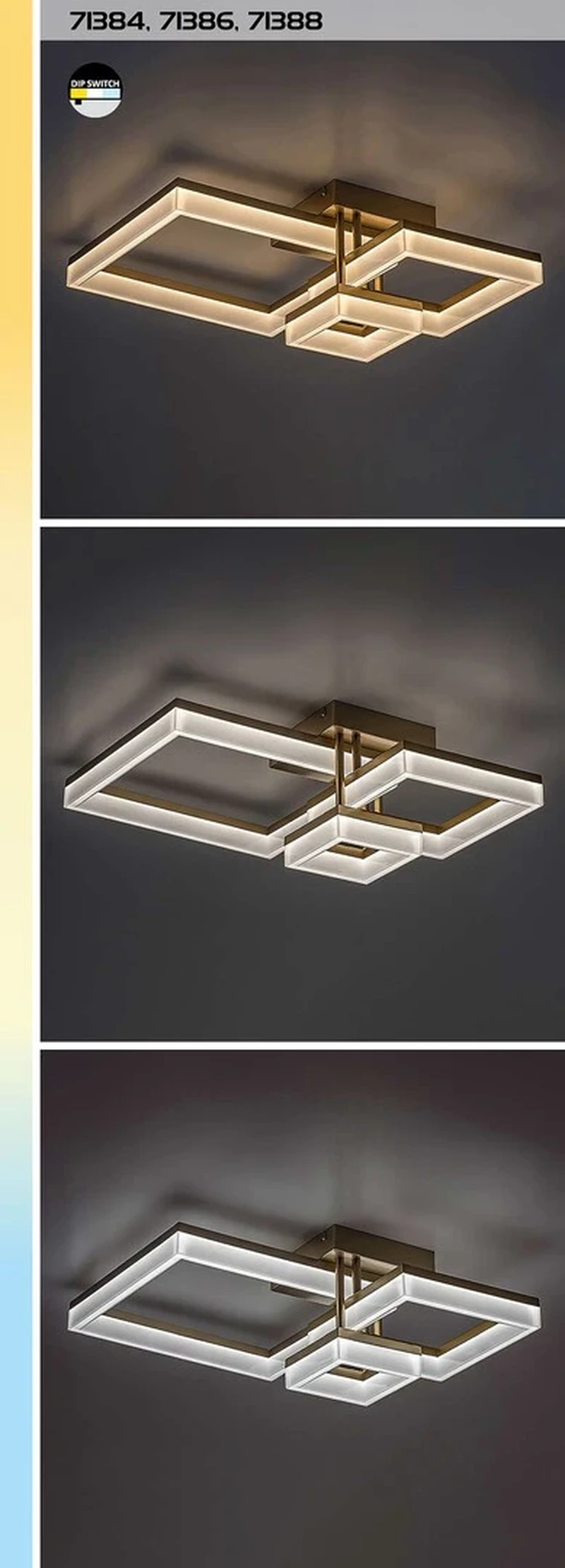 Amilia – LED плафон в хром с бял абажур, 470×470мм, 22W, 3000-6500K