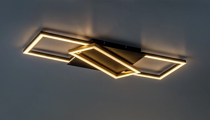 Kitlee – LED плафон в черно/златно с бял абажур, 660×290мм, 40W, 3000-6500K