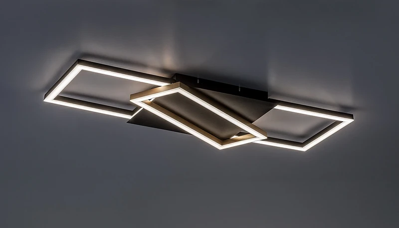 Kitlee – LED плафон в черно/златно с бял абажур, 660×290мм, 40W, 3000-6500K