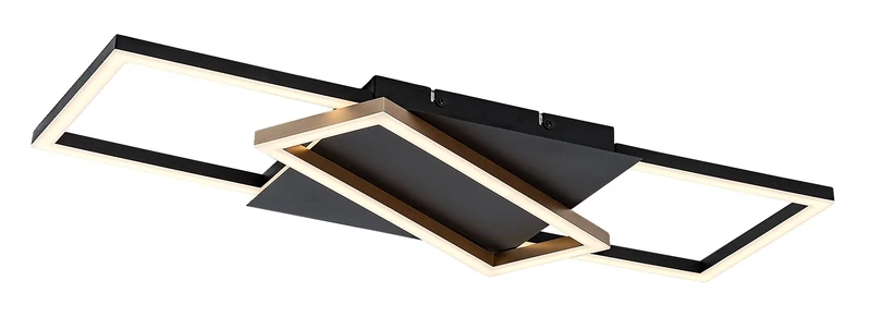 LED плафони Kitlee – LED плафон в черно/златно с бял абажур, 660×290мм, 40W, 3000-6500K