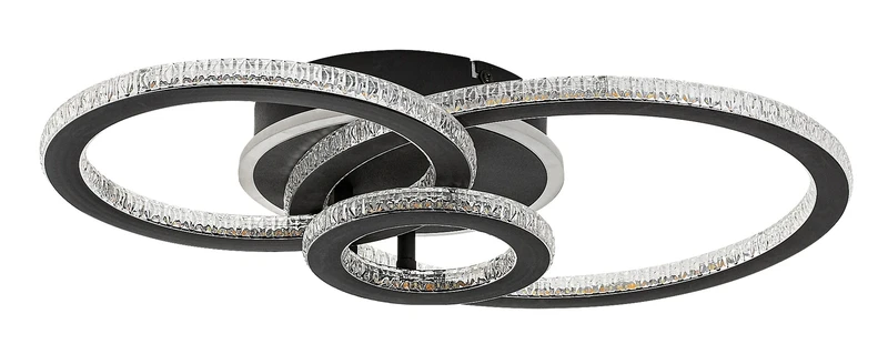 Maziar – LED плафон с три пръстена в черно/бяло, 520×350мм, 40W, 3000-6500K