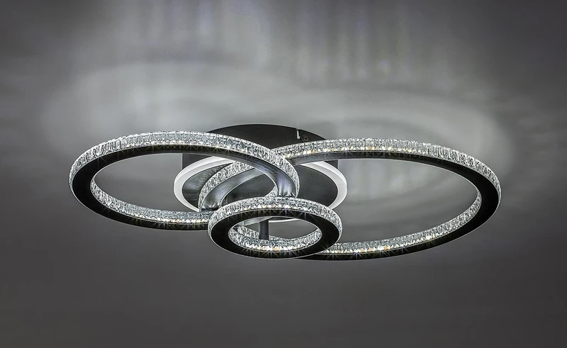 Maziar – LED плафон с три пръстена в черно/бяло, 520×350мм, 40W, 3000-6500K