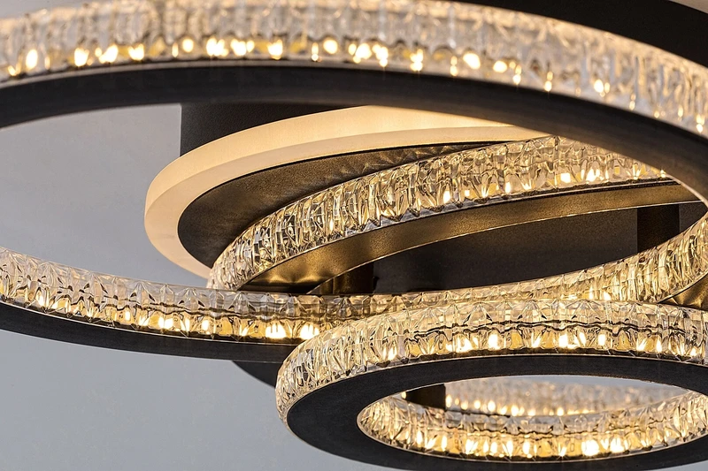 Maziar – LED плафон с три пръстена в черно/бяло, 520×350мм, 40W, 3000-6500K
