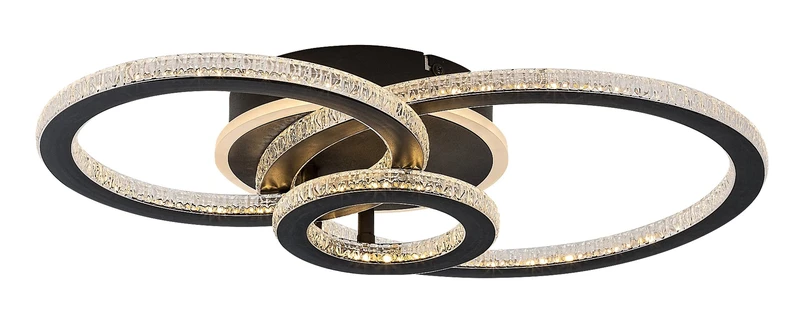 LED плафони Maziar – LED плафон с три пръстена в черно/бяло, 520×350мм, 40W, 3000-6500K