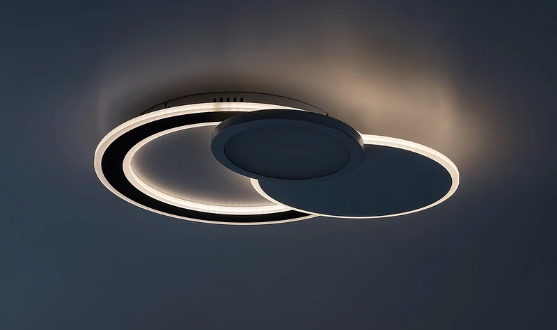 Stavros – LED плафон в черно с бял абажур, 580×400мм, 40W, 3000-6500K, RGB