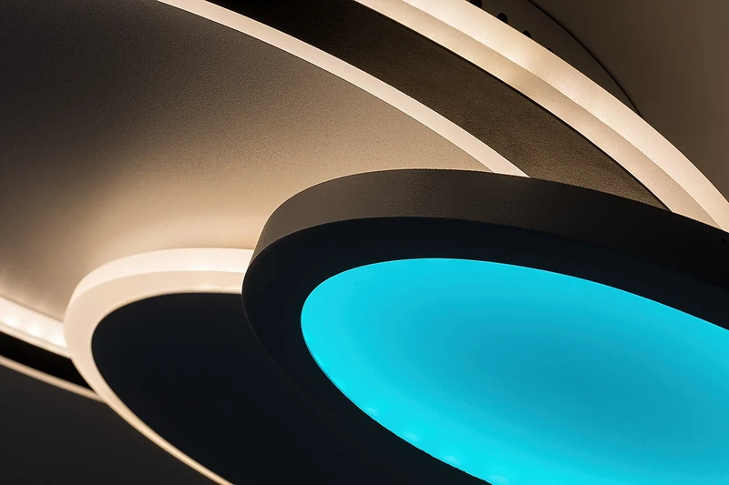 Stavros – LED плафон в черно с бял абажур, 580×400мм, 40W, 3000-6500K, RGB