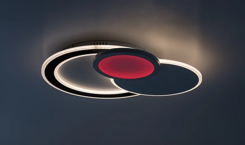Stavros – LED плафон в черно с бял абажур, 580×400мм, 40W, 3000-6500K, RGB