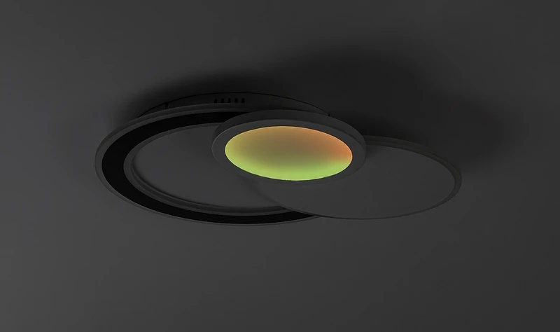 Stavros – LED плафон в черно с бял абажур, 580×400мм, 40W, 3000-6500K, RGB
