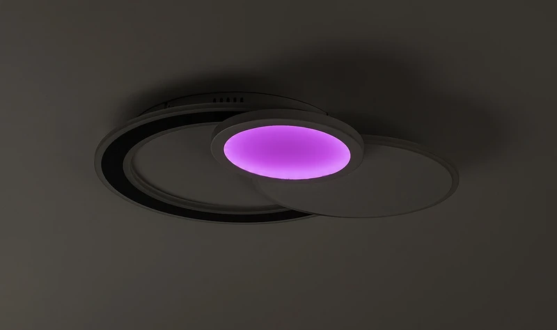 Stavros – LED плафон в черно с бял абажур, 580×400мм, 40W, 3000-6500K, RGB