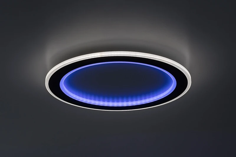 Golwen – LED плафон в черно с бял акрилен абажур, Ø450мм, 22W, 3000-6500K