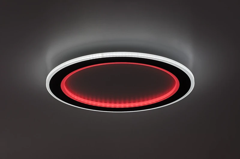 Golwen – LED плафон в черно с бял акрилен абажур, Ø450мм, 22W, 3000-6500K