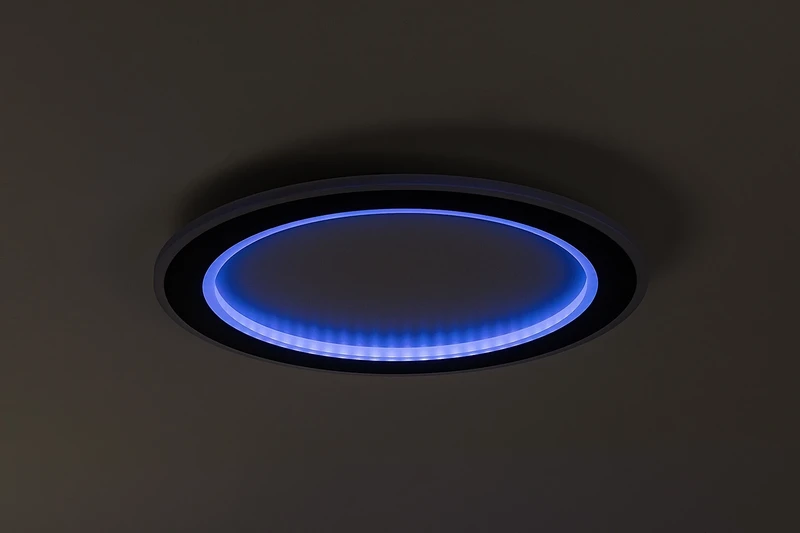 Golwen – LED плафон в черно с бял акрилен абажур, Ø450мм, 22W, 3000-6500K