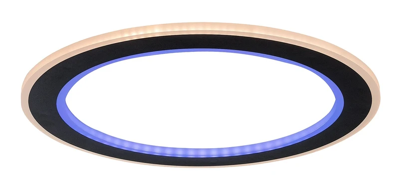 LED плафони Golwen – LED плафон в черно с бял акрилен абажур, Ø450мм, 22W, 3000-6500K