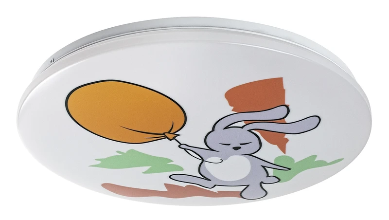 Hopply – LED детски плафон в бяло с цветен абажур, Ø375мм, 24W, 3000K