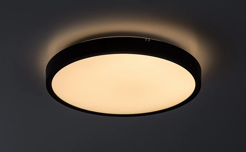 Alenzo – LED панел в черно с бял абажур, Ø305мм, 18W, 3000-6000K, IP44