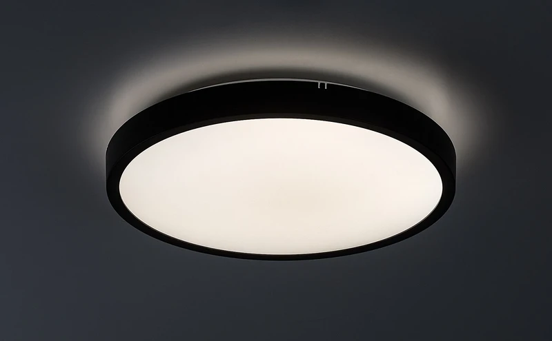 Alenzo – LED панел в черно с бял абажур, Ø305мм, 18W, 3000-6000K, IP44