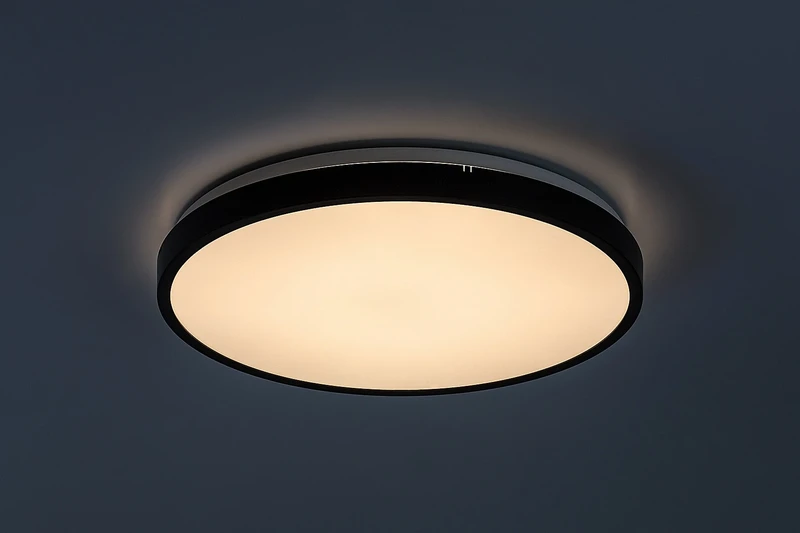 Alenzo – LED панел в черно с бял абажур, Ø420мм, 36W, 3000-6000K, IP44