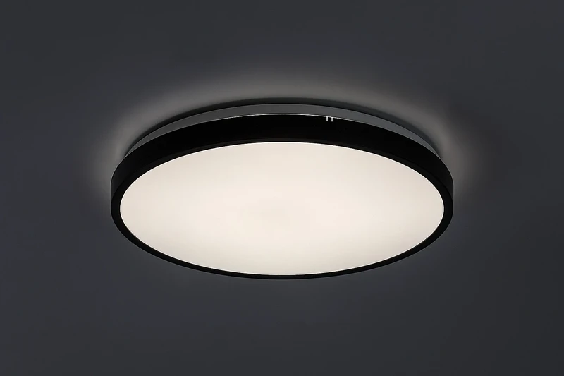 Alenzo – LED панел в черно с бял абажур, Ø420мм, 36W, 3000-6000K, IP44