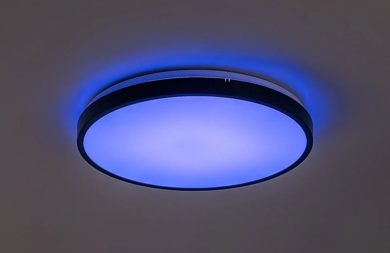 Alenzo – LED панел в черно с бял абажур, Ø420мм, 36W, 3000-6000K, IP44