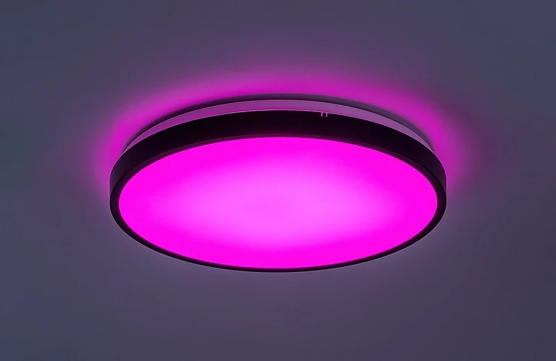 Alenzo – LED панел в черно с бял абажур, Ø420мм, 36W, 3000-6000K, IP44