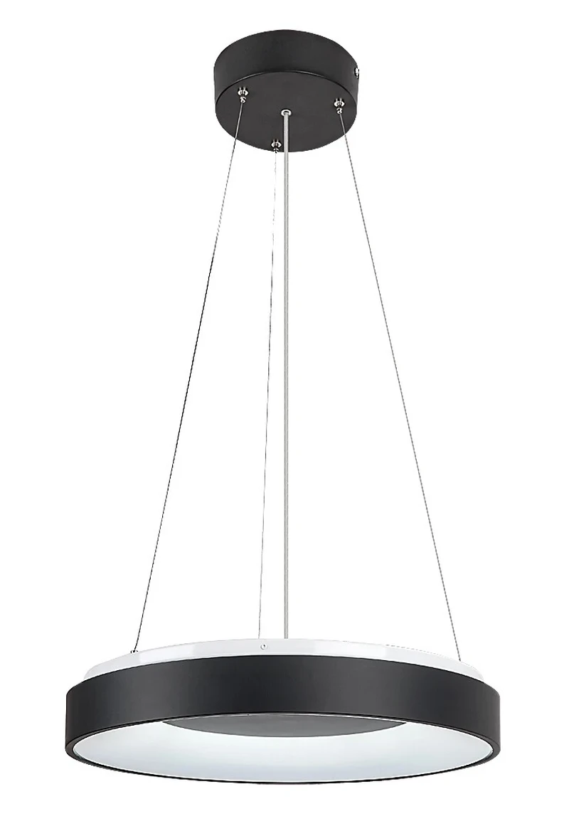 LED пендели и полилеи Ceilo – LED пендел в черно с бял абажур, Ø480мм, 38W, 3000-6500K