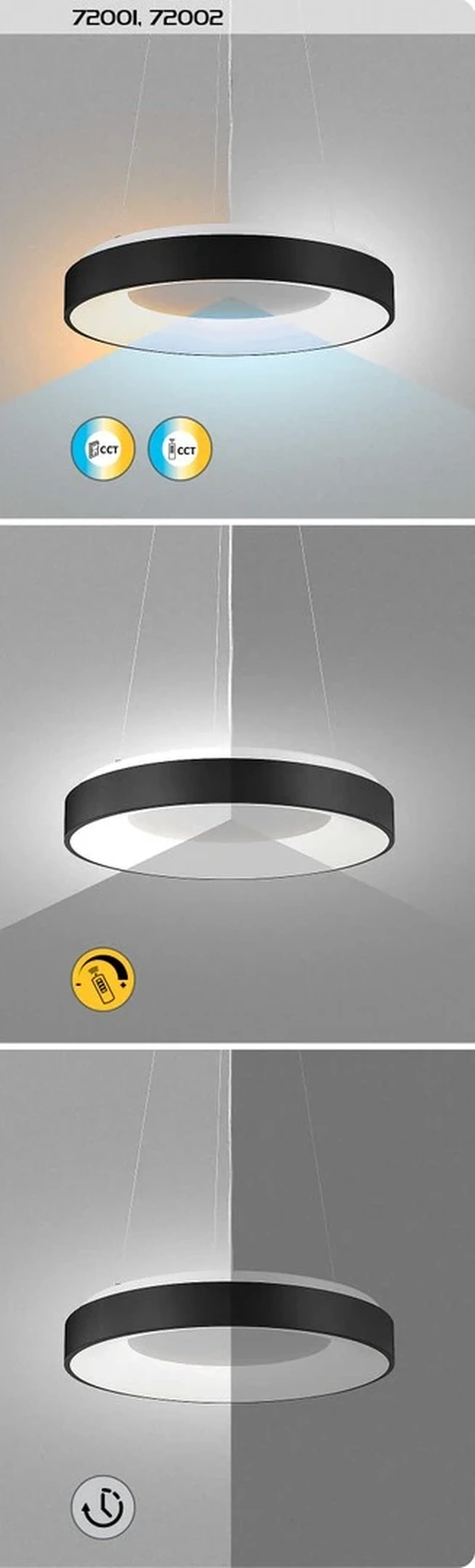 Ceilo – LED пендел в бяло с дистанционно, Ø480мм, 38W, 3000-6500K